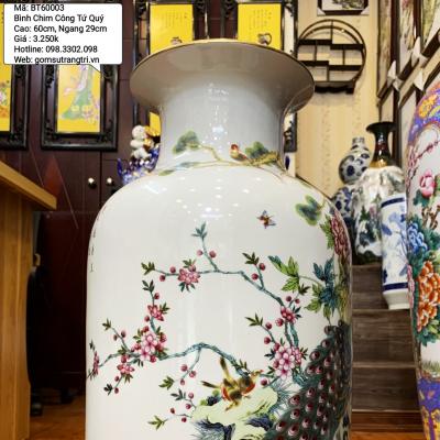 Bình họa tiết Chim Công Tứ Quý